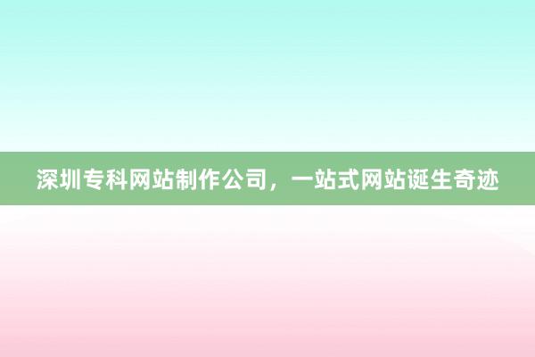 深圳专科网站制作公司，一站式网站诞生奇迹